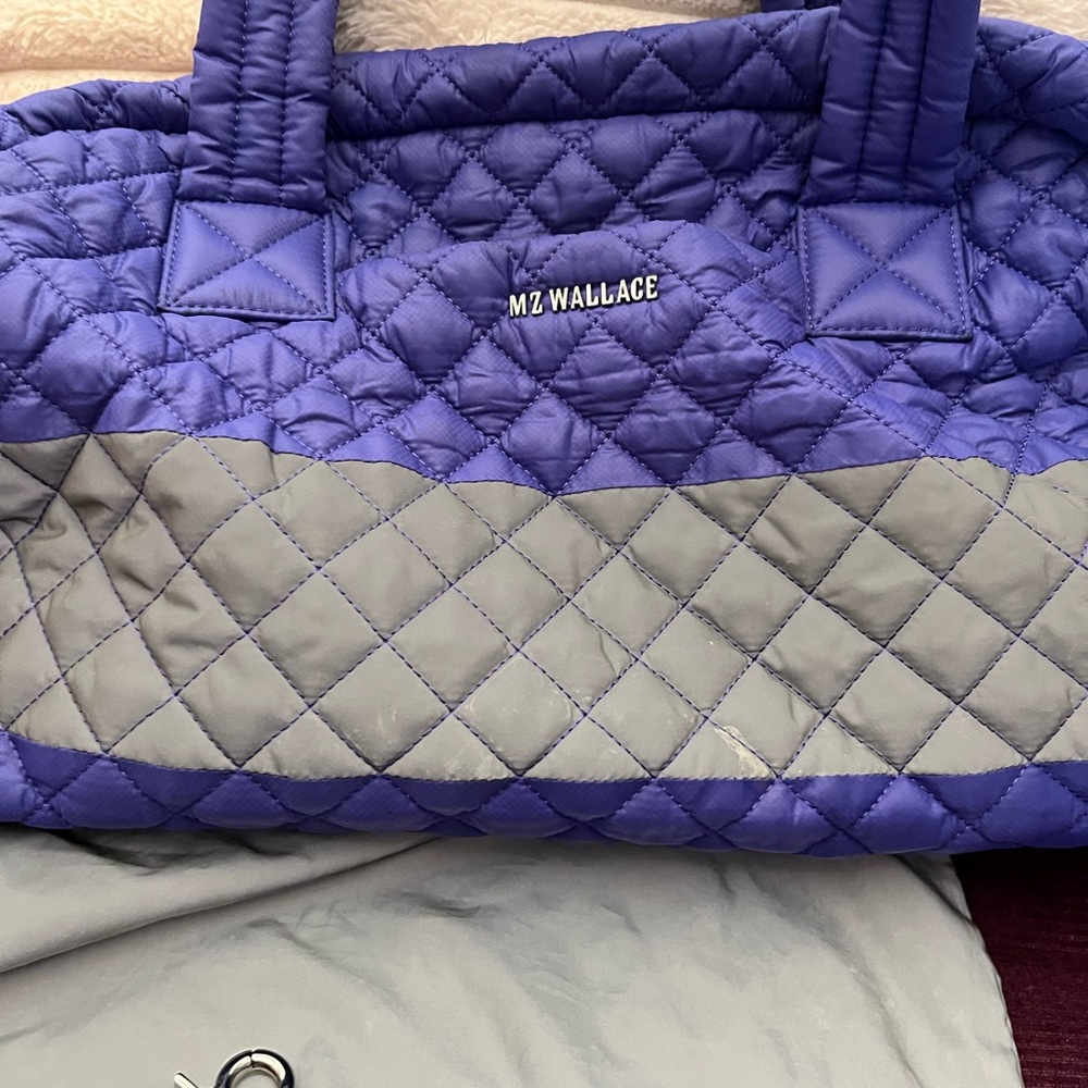 MZ Wallace Purple and Gray Quilted Travel Bag